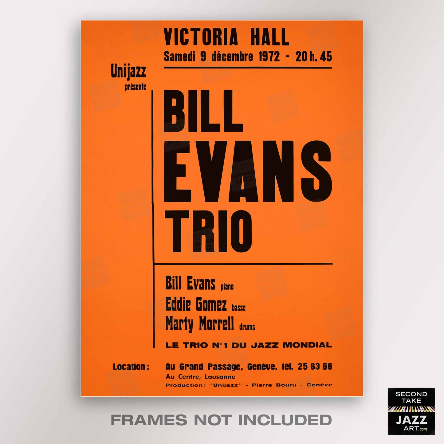Bill Evans jazz poster - Victoria Hall - 1972