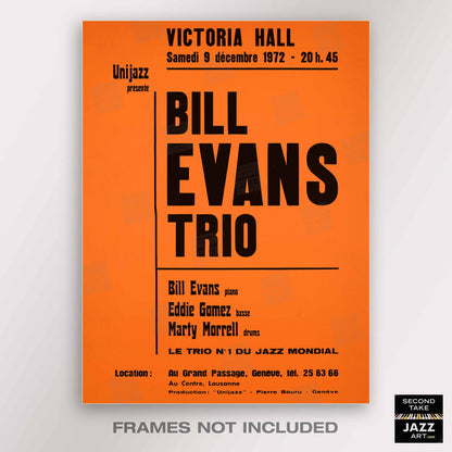 Bill Evans jazz poster - Victoria Hall - 1972