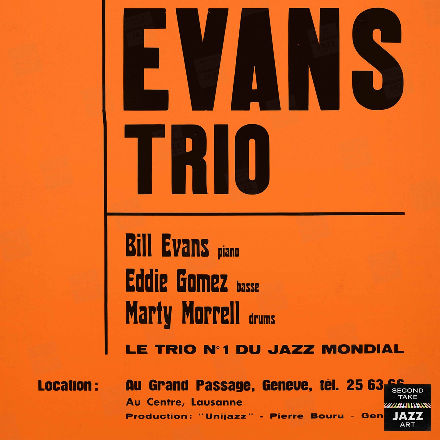 Bill Evans jazz poster - Victoria Hall - 1972