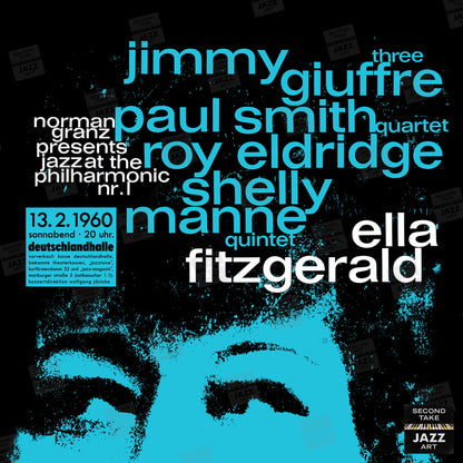 Ella Fitzgerald jazz poster - Ella in Berlin - Mack the Knife - 1960 (blue variant)