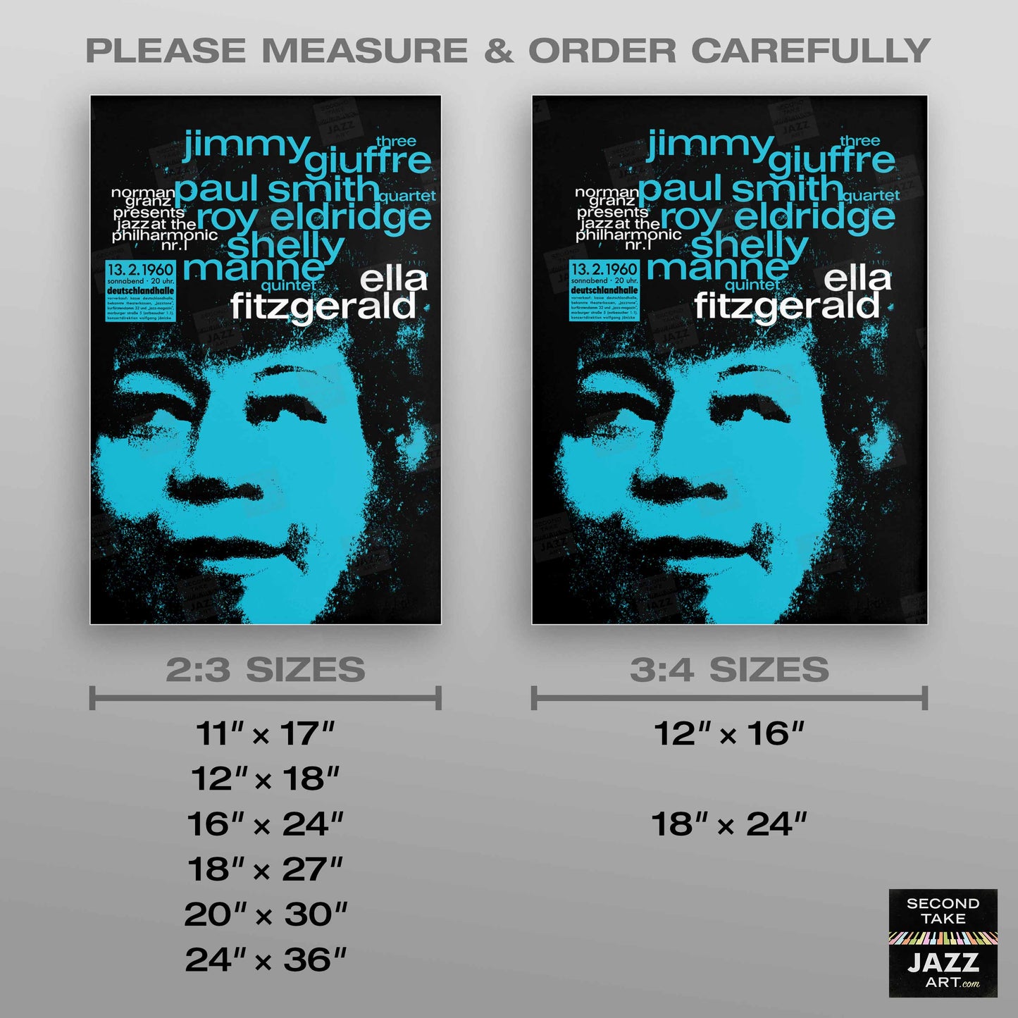 Ella Fitzgerald jazz poster - Ella in Berlin - Mack the Knife - 1960 (blue variant)