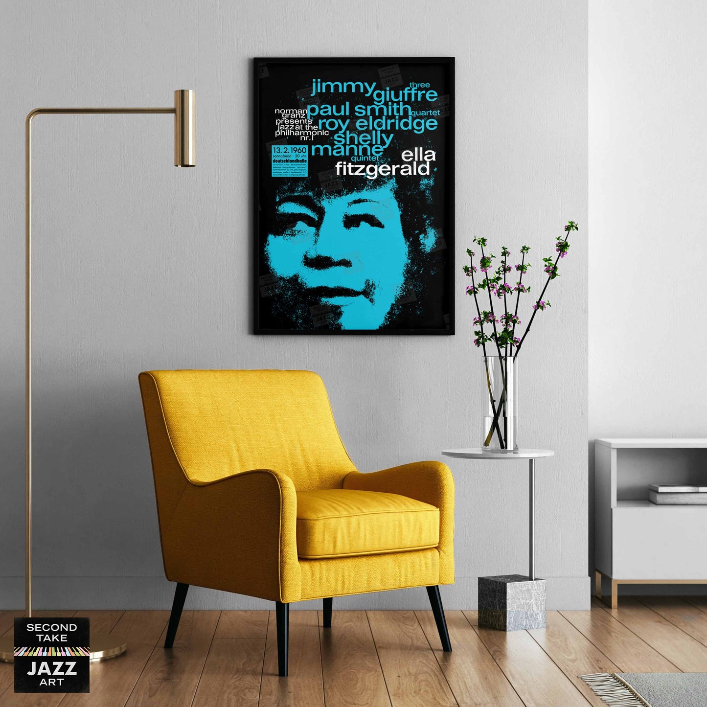 Ella Fitzgerald jazz poster - Ella in Berlin - Mack the Knife - 1960 (blue variant)