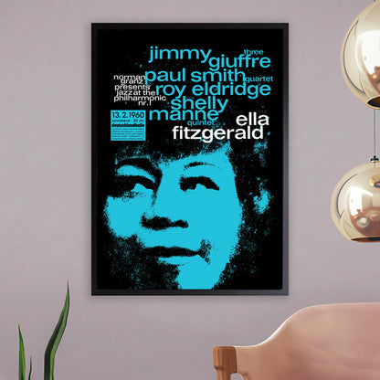 Ella Fitzgerald jazz poster - Ella in Berlin - Mack the Knife - 1960 (blue variant)