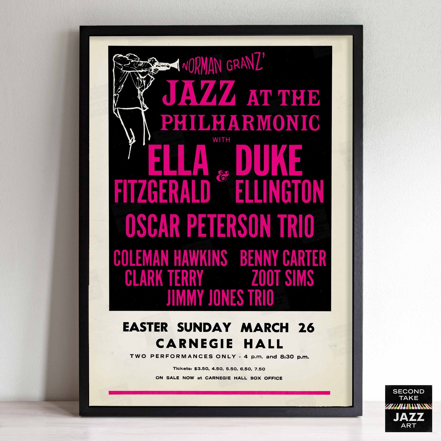 Ella Fitzgerald - Duke Ellington - Oscar Peterson jazz poster - Carnegie Hall - 1967