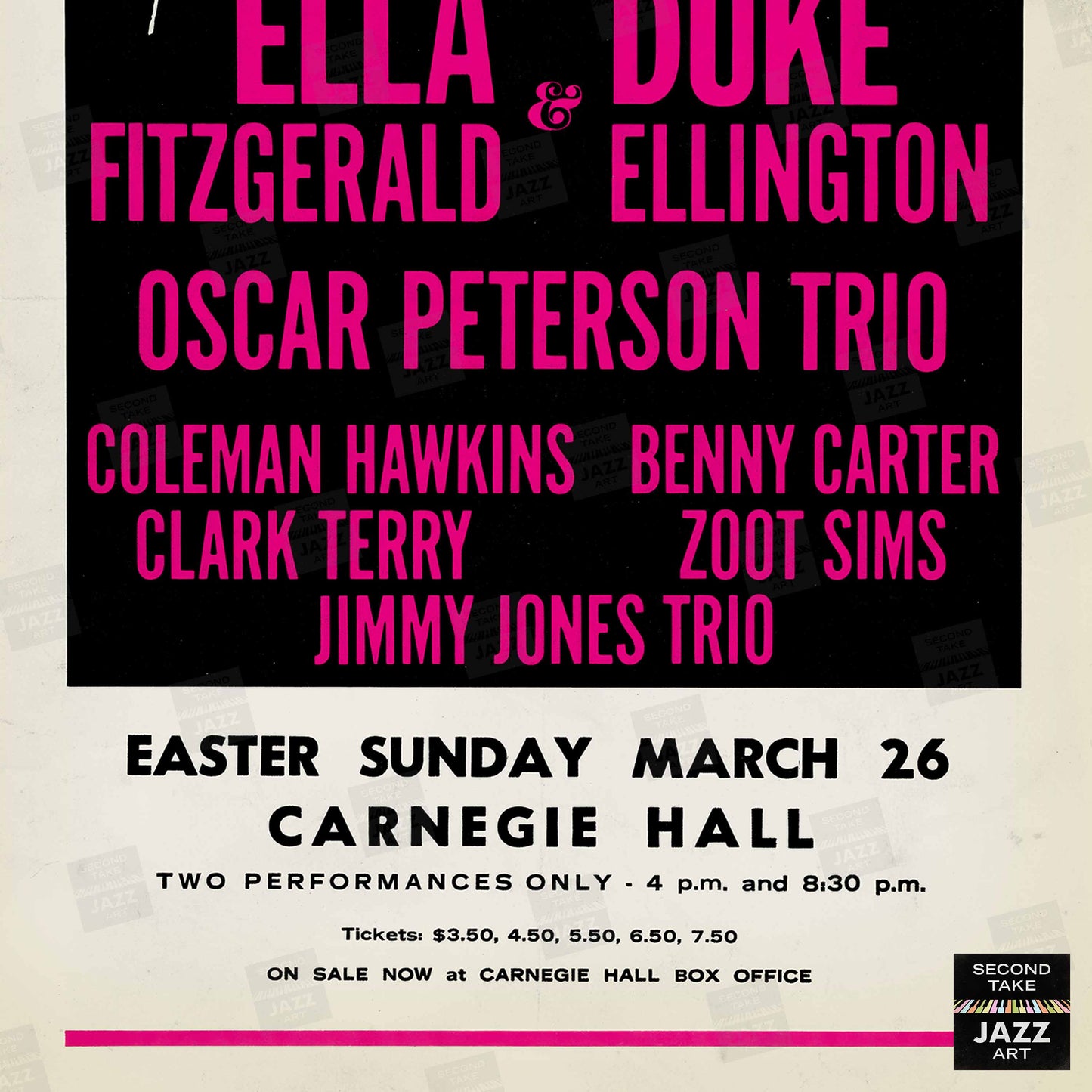 Ella Fitzgerald - Duke Ellington - Oscar Peterson jazz poster - Carnegie Hall - 1967