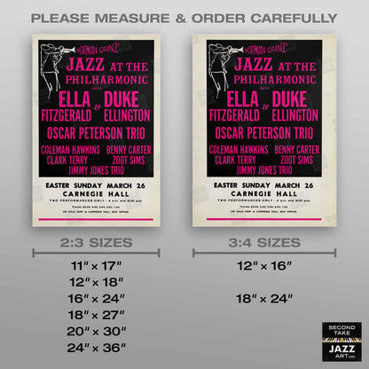 Ella Fitzgerald - Duke Ellington - Oscar Peterson jazz poster - Carnegie Hall - 1967