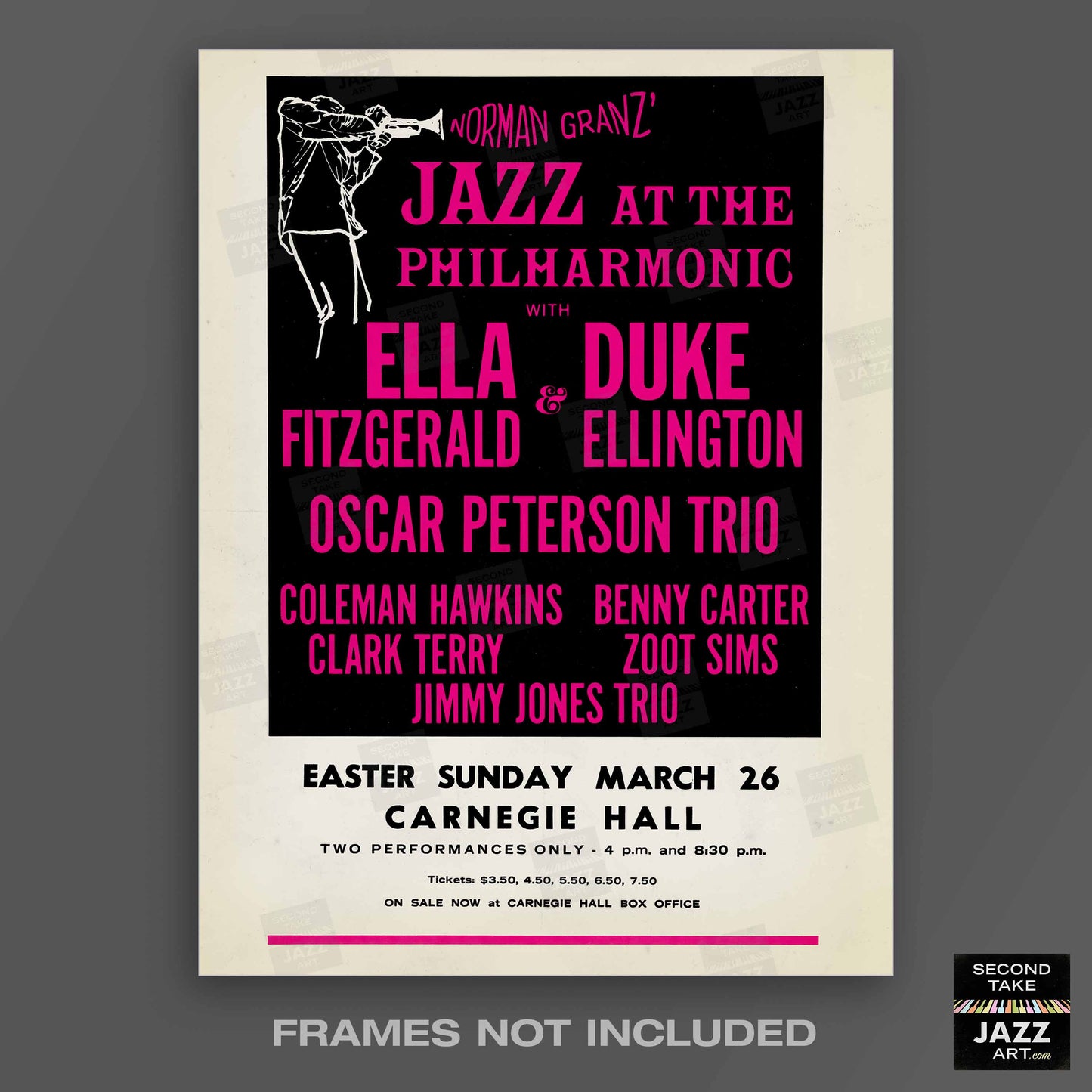 Ella Fitzgerald - Duke Ellington - Oscar Peterson jazz poster - Carnegie Hall - 1967