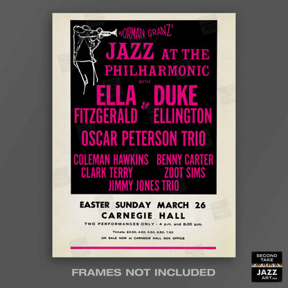 Ella Fitzgerald - Duke Ellington - Oscar Peterson jazz poster - Carnegie Hall - 1967