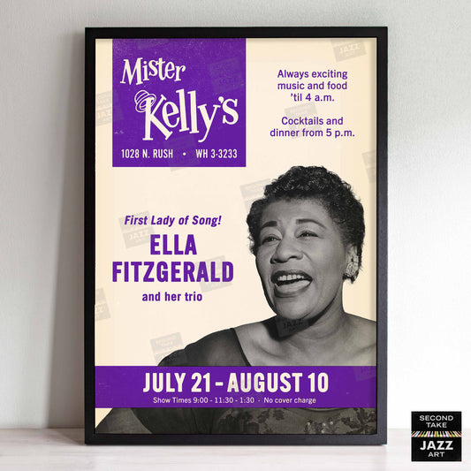 Ella Fitzgerald jazz poster - Live at Mister Kelly's - Chicago - 1958