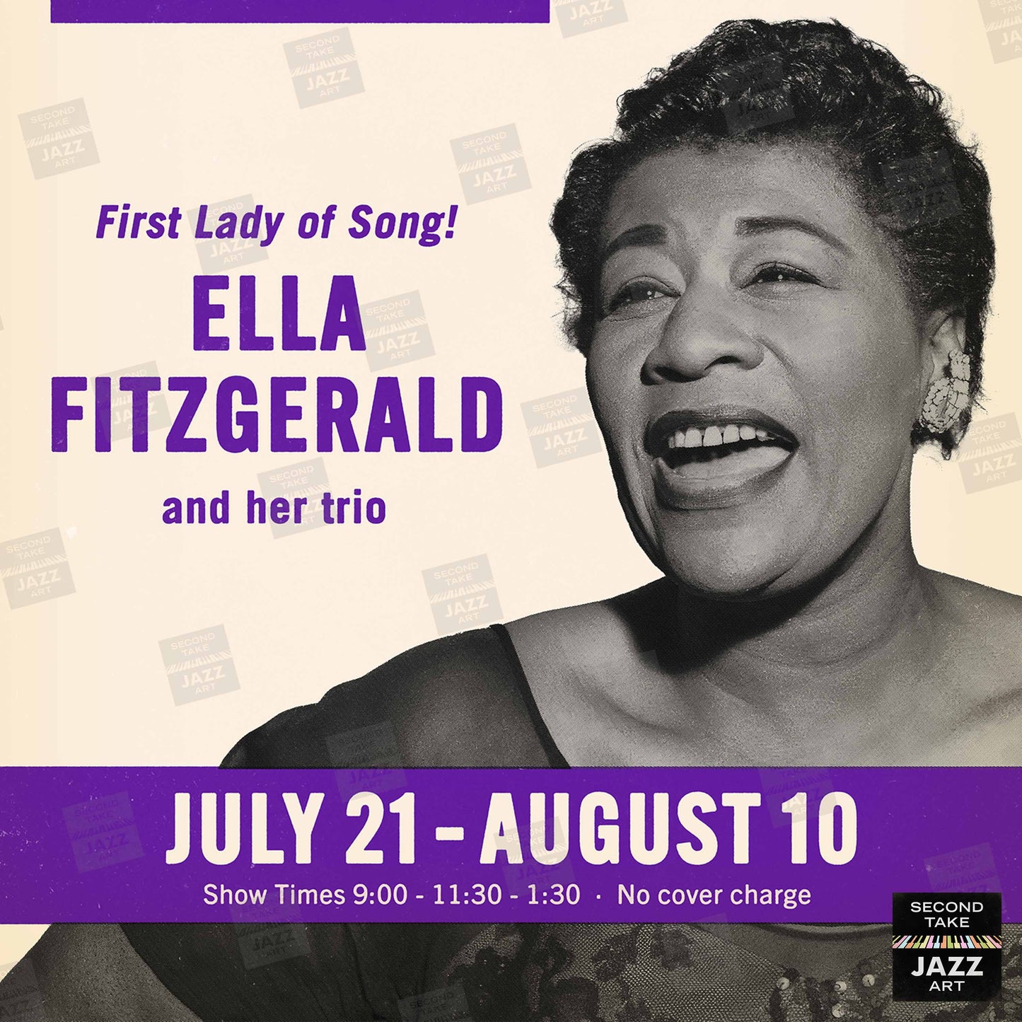 Ella Fitzgerald jazz poster - Live at Mister Kelly's - Chicago - 1958