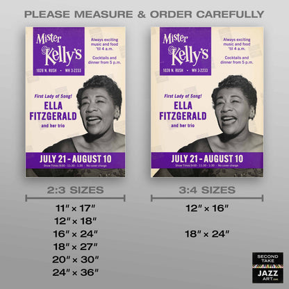 Ella Fitzgerald jazz poster - Live at Mister Kelly's - Chicago - 1958