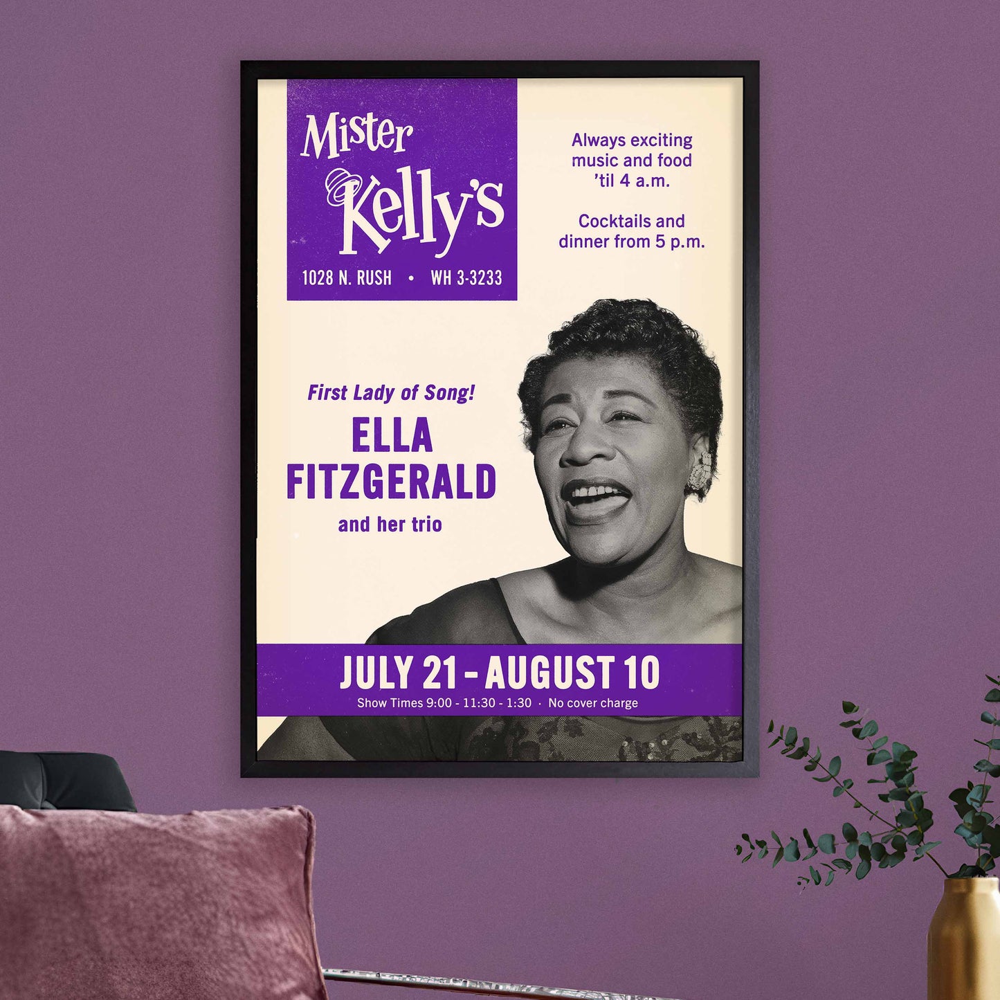 Ella Fitzgerald jazz poster - Live at Mister Kelly's - Chicago - 1958