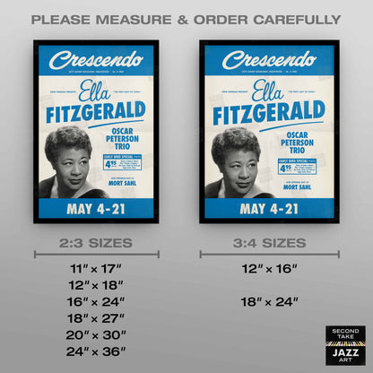 Ella Fitzgerald - Oscar Peterson jazz poster - At the Crescendo - Hollywood - 1961