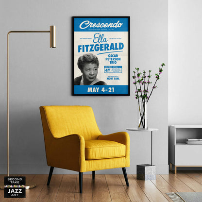 Ella Fitzgerald - Oscar Peterson jazz poster - At the Crescendo - Hollywood - 1961