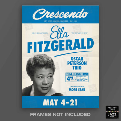 Ella Fitzgerald - Oscar Peterson jazz poster - At the Crescendo - Hollywood - 1961