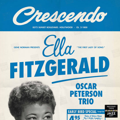 Ella Fitzgerald - Oscar Peterson jazz poster - At the Crescendo - Hollywood - 1961