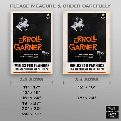 Erroll Garner jazz poster - One World Concert - Seattle World's Fair - 1962
