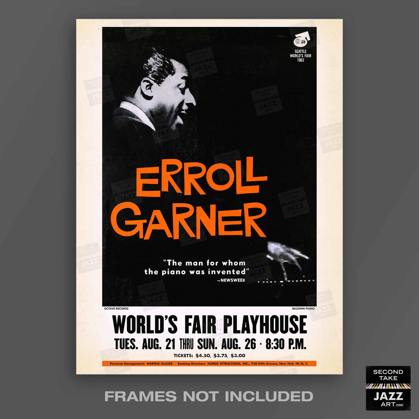 Erroll Garner jazz poster - One World Concert - Seattle World's Fair - 1962