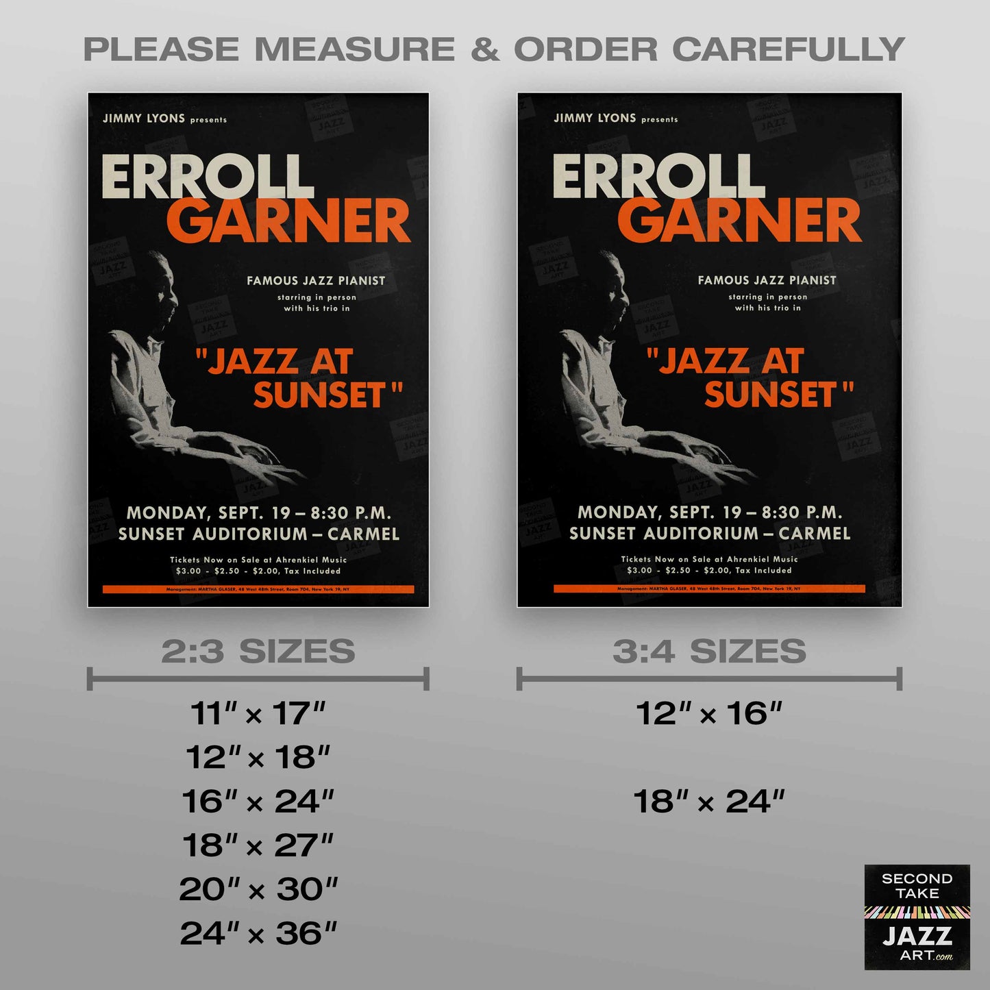 Erroll Garner jazz poster - Concert by the Sea - Carmel, CA - 1955