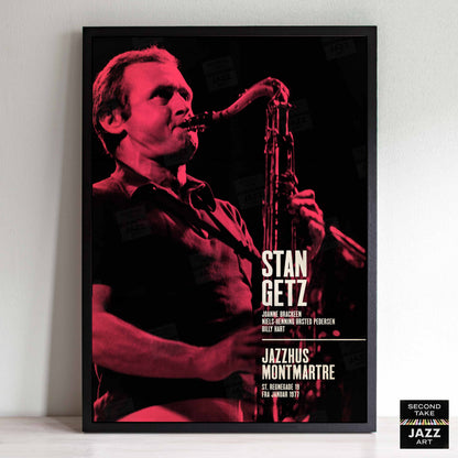 Stan Getz jazz poster - Live at Jazzhus Montmartre - 1977 (red variant)