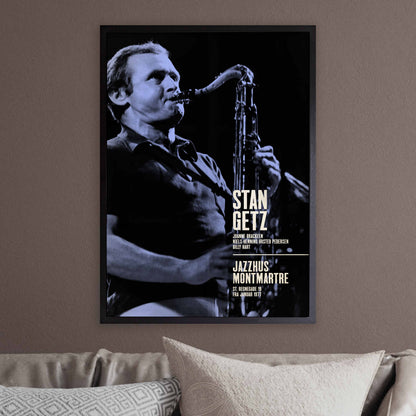 Stan Getz jazz poster - Live at Jazzhus Montmartre - 1977 (blue variant)