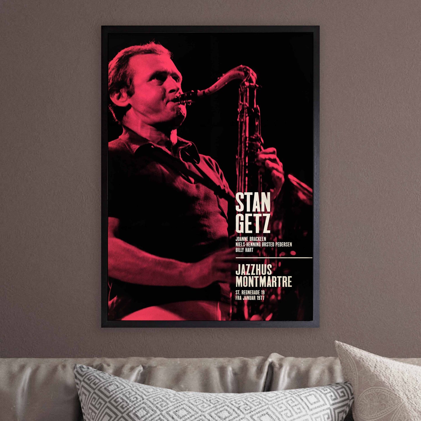 Stan Getz jazz poster - Live at Jazzhus Montmartre - 1977 (red variant)