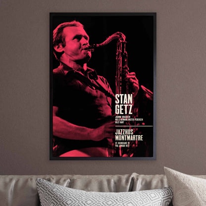 Stan Getz jazz poster - Live at Jazzhus Montmartre - 1977 (red variant)