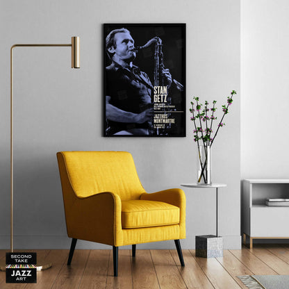 Stan Getz jazz poster - Live at Jazzhus Montmartre - 1977 (blue variant)