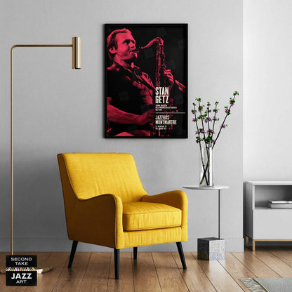 Stan Getz jazz poster - Live at Jazzhus Montmartre - 1977 (red variant)