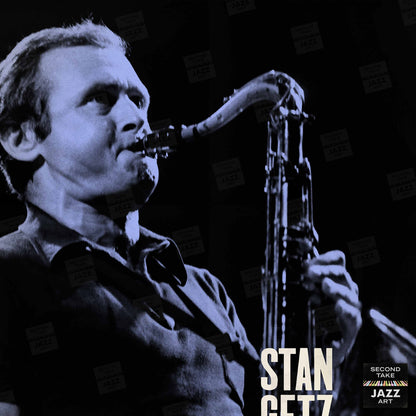Stan Getz jazz poster - Live at Jazzhus Montmartre - 1977 (blue variant)