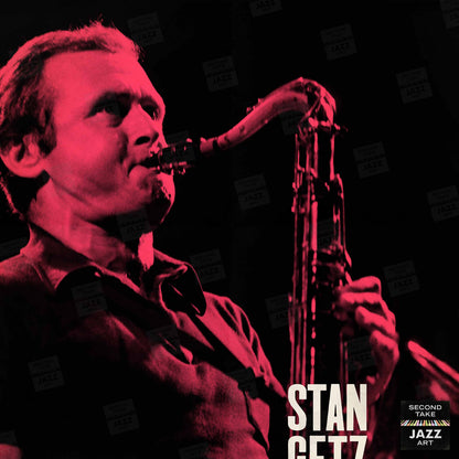 Stan Getz jazz poster - Live at Jazzhus Montmartre - 1977 (red variant)
