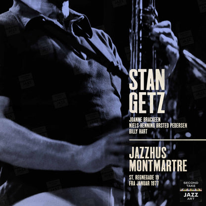 Stan Getz jazz poster - Live at Jazzhus Montmartre - 1977 (blue variant)