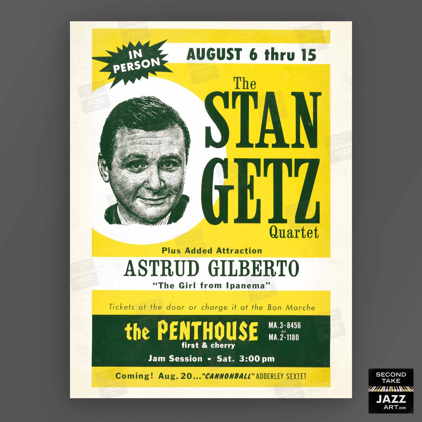 Stan Getz - Astrud Gilberto jazz poster - Girl from Ipanema - Penthouse - 1964