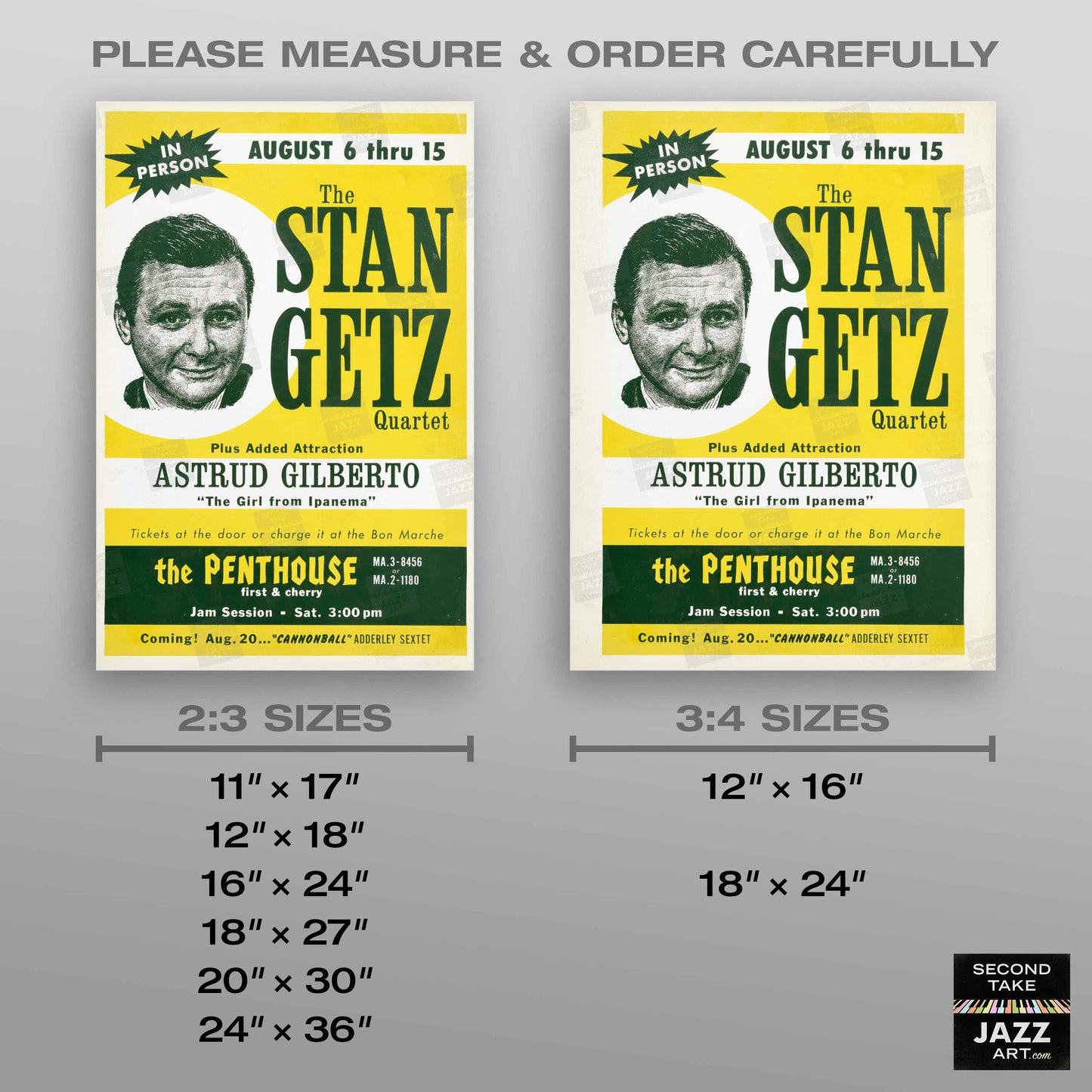 Stan Getz - Astrud Gilberto jazz poster - Girl from Ipanema - Penthouse - 1964