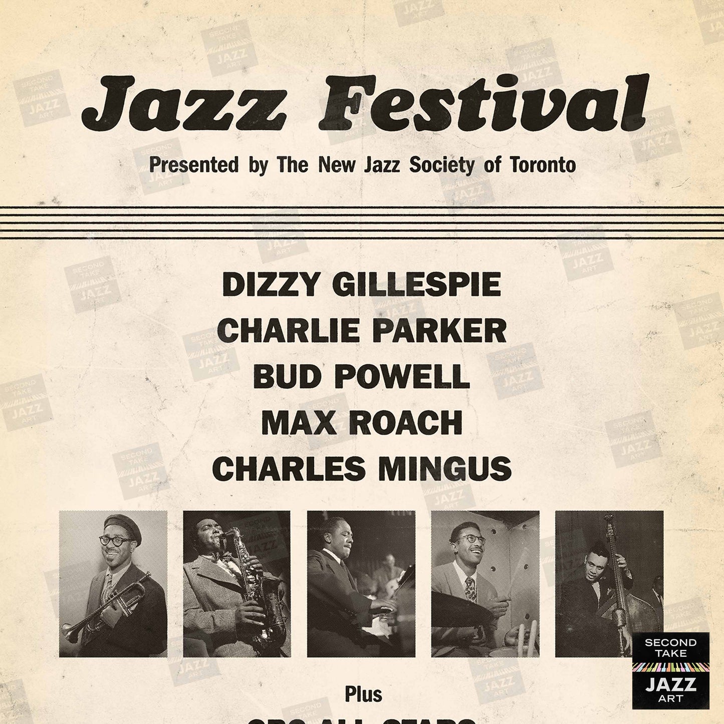 Dizzy Gillespie - Charlie Parker jazz poster - Jazz at Massey Hall - 1953