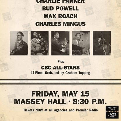 Dizzy Gillespie - Charlie Parker jazz poster - Jazz at Massey Hall - 1953