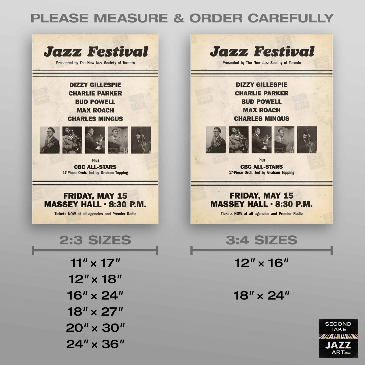 Dizzy Gillespie - Charlie Parker jazz poster - Jazz at Massey Hall - 1953