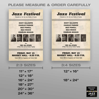 Dizzy Gillespie - Charlie Parker jazz poster - Jazz at Massey Hall - 1953