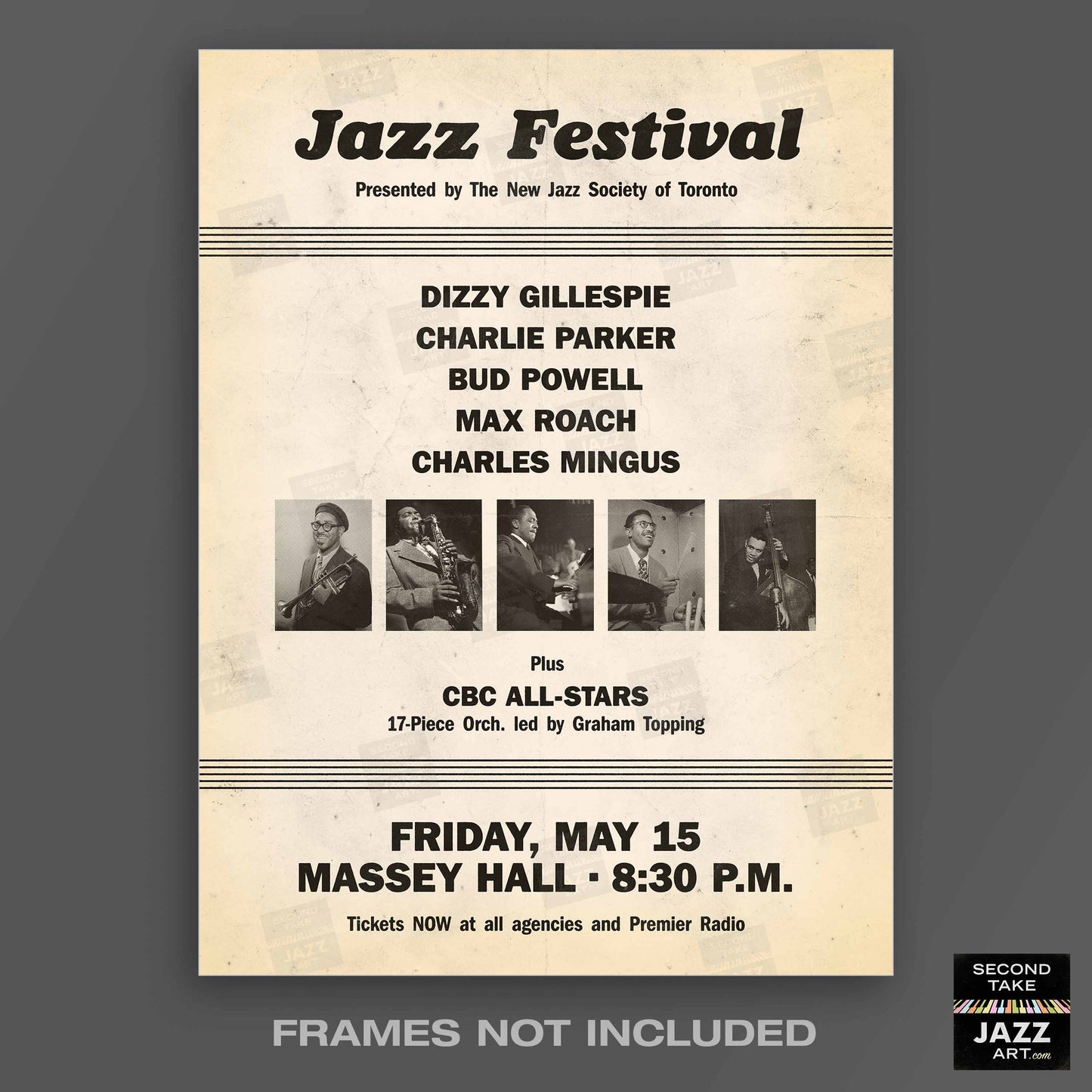 Dizzy Gillespie - Charlie Parker jazz poster - Jazz at Massey Hall - 1953