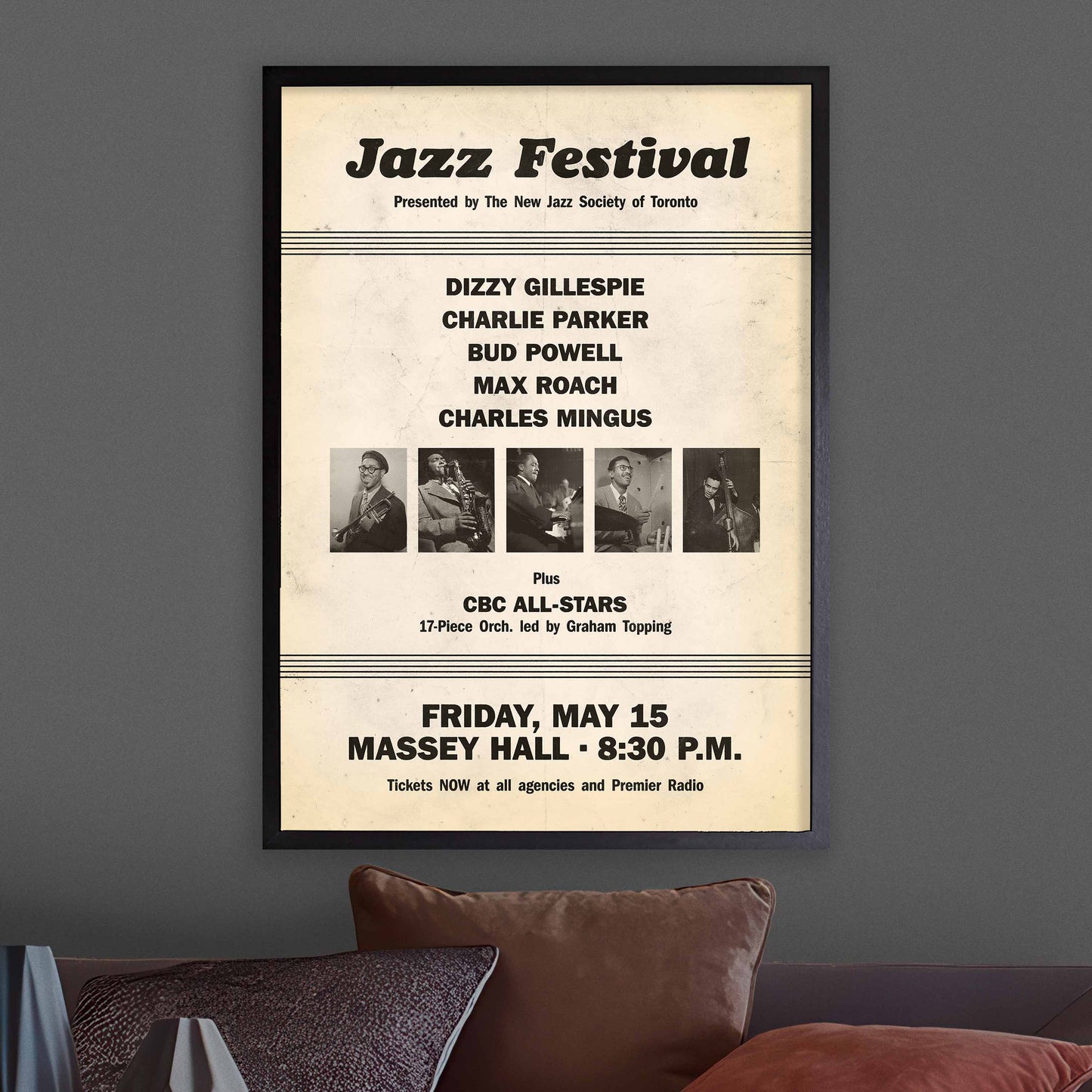 Dizzy Gillespie - Charlie Parker jazz poster - Jazz at Massey Hall - 1953