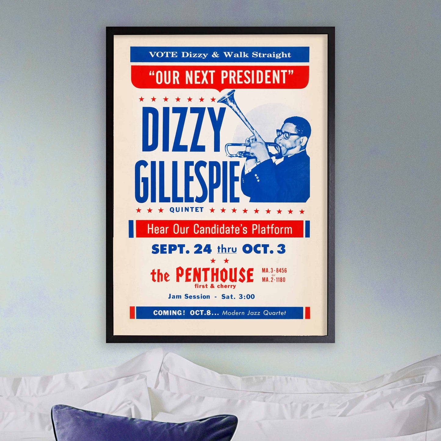 Dizzy Gillespie "Our Next President" jazz poster - Penthouse - 1964