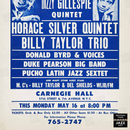 Dizzy Gillespie - Horace Silver jazz poster - Carnegie Hall - 1966