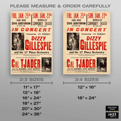 Dizzy Gillespie - Cal Tjader jazz poster - San Jose - Berkeley - 1957