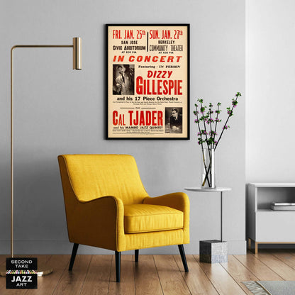 Dizzy Gillespie - Cal Tjader jazz poster - San Jose - Berkeley - 1957