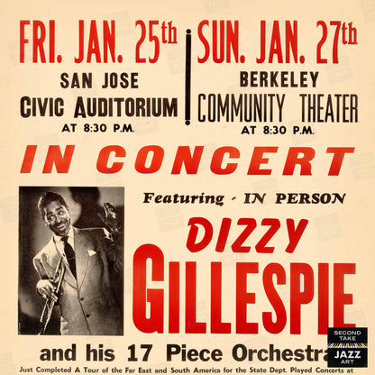 Dizzy Gillespie - Cal Tjader jazz poster - San Jose - Berkeley - 1957