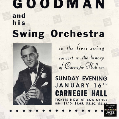 Benny Goodman jazz poster - Carnegie Hall - 1938