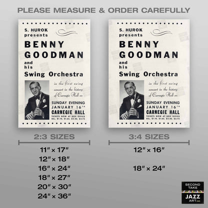Benny Goodman jazz poster - Carnegie Hall - 1938