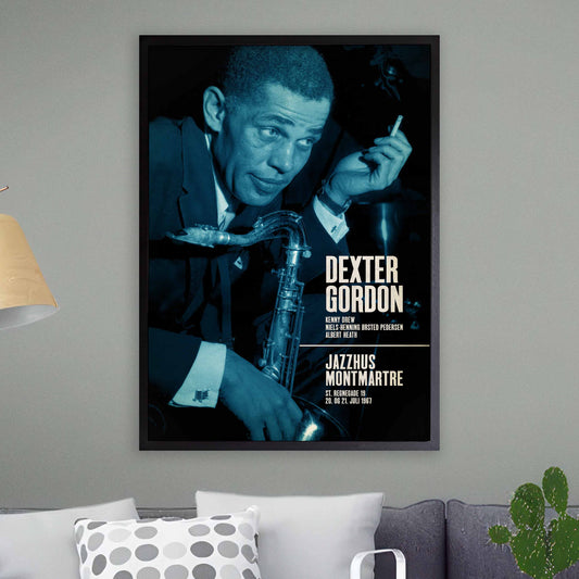 Dexter Gordon jazz poster - Live at Jazzhus Montmartre - 1967 (blue variant)