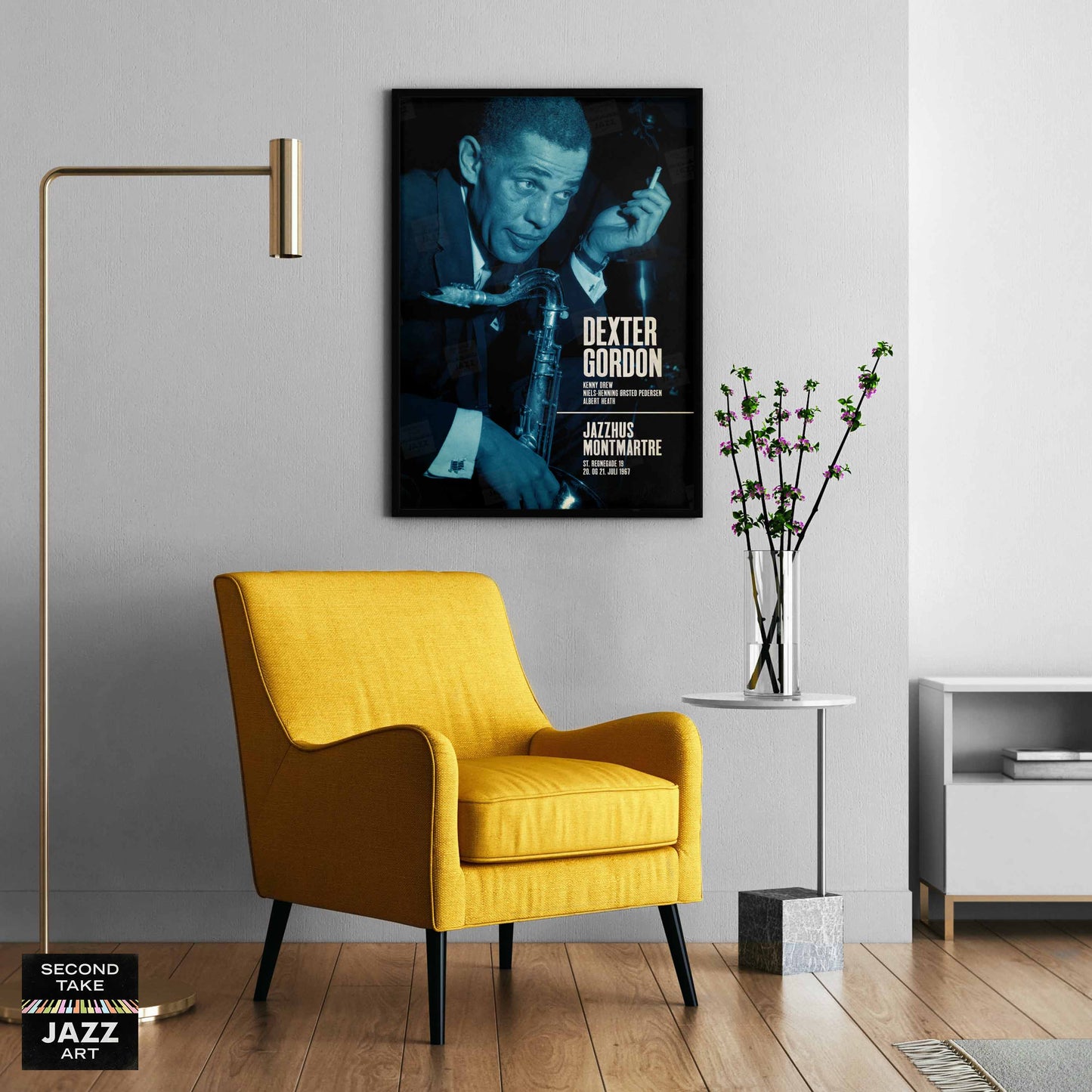 Dexter Gordon jazz poster - Live at Jazzhus Montmartre - 1967 (blue variant)