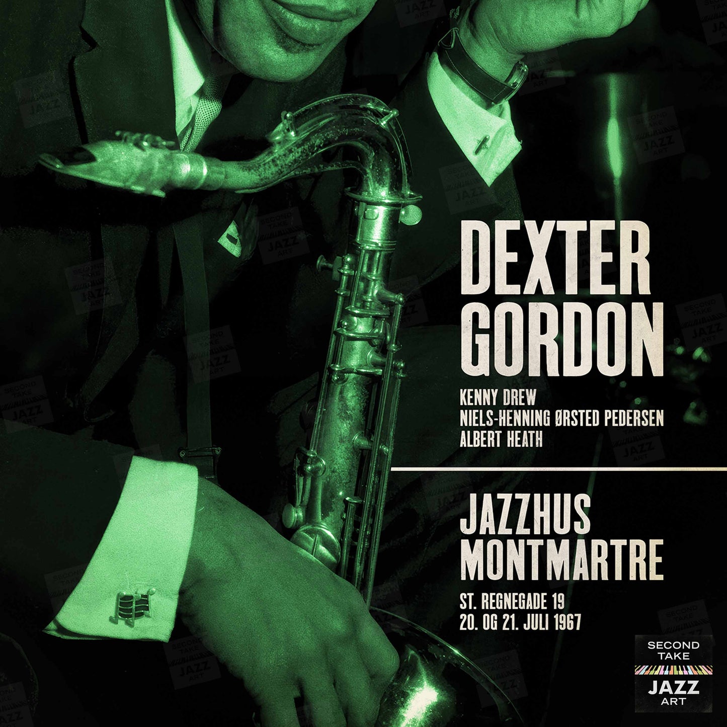 Dexter Gordon jazz poster - Live at Jazzhus Montmartre - 1967